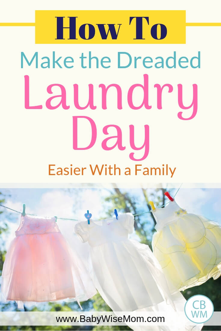 How to make laundry day easier for families with a picture of dresses hanging on the clothes line