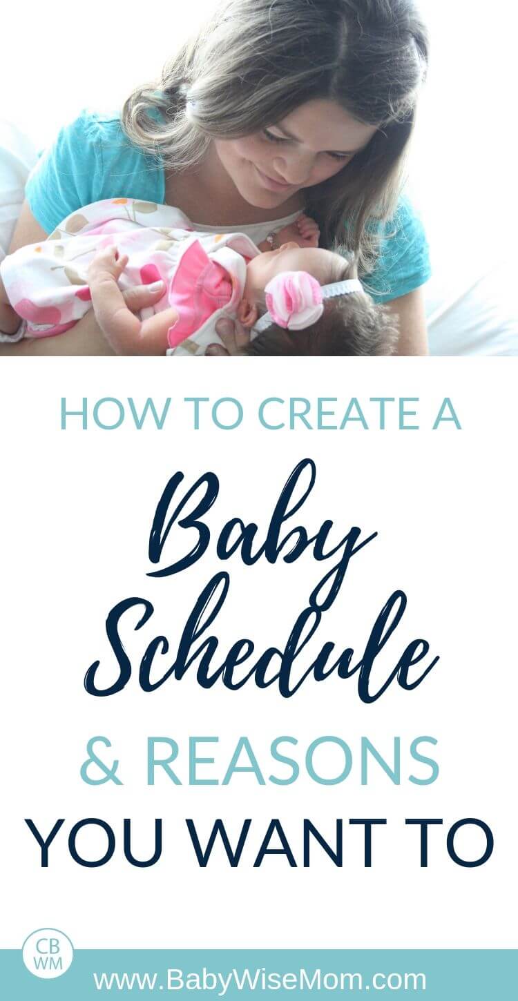Pinnable image about baby schedule with a picture of a mom and newborn baby