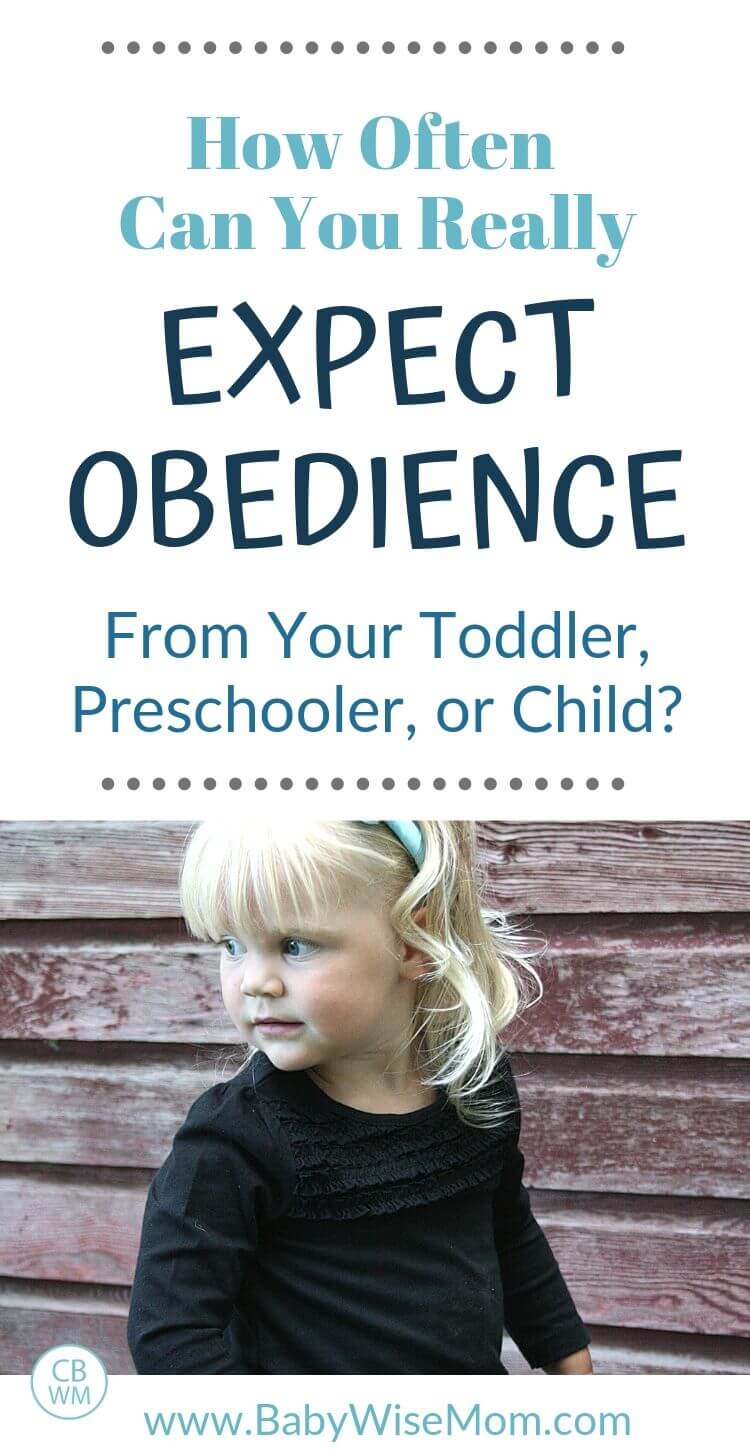 How often can you really expect obedience from your toddler, preschooler, or child with a picture of a toddler looking over her shoulder