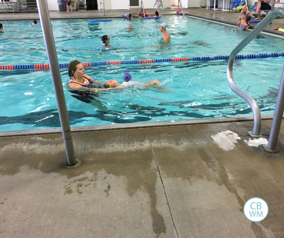 Brinley during swim lessons