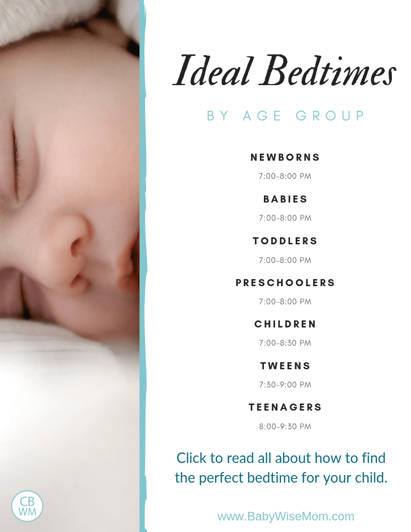 Ideal bedtimes chart