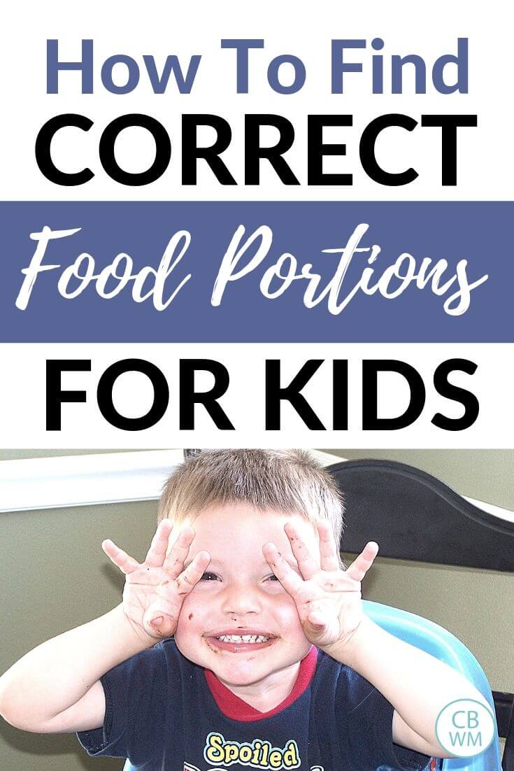 Correct food portions for kids pinnable image