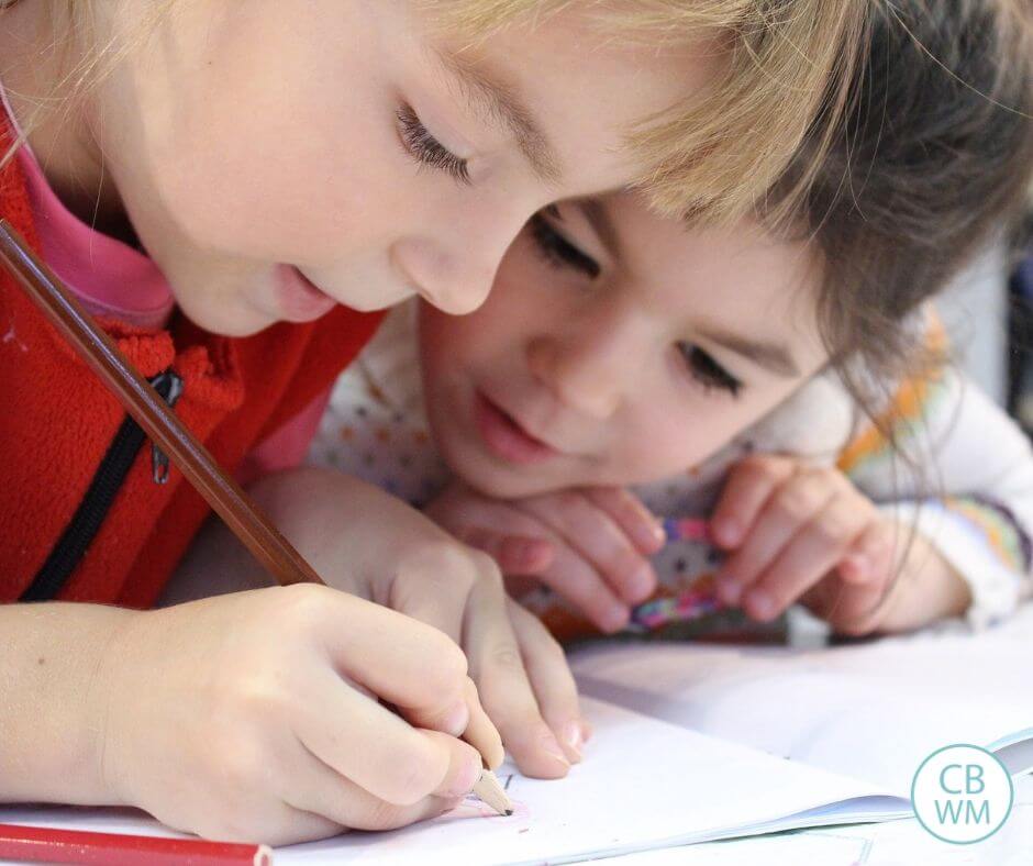 Preschoolers working on an activity