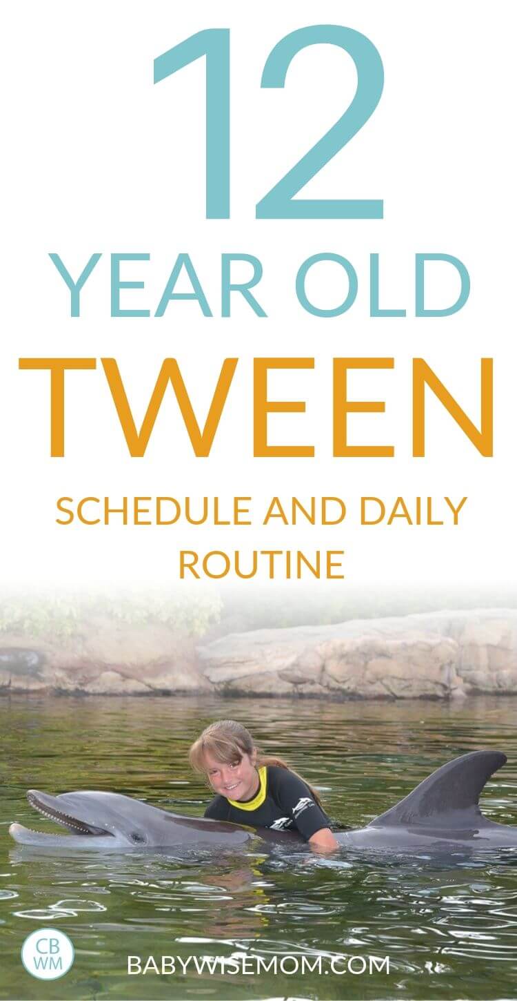 12 year old tween schedule and routine pinnable image