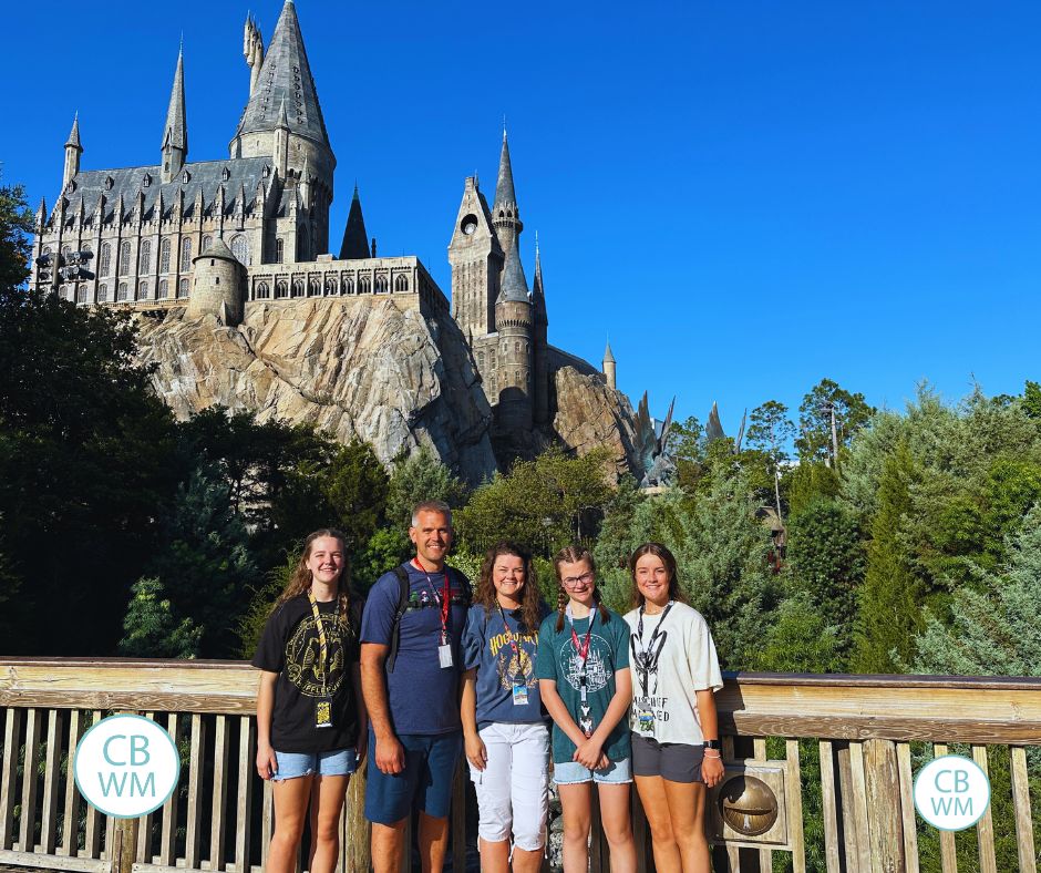 Our family in front of the castle in Islands of Adventure