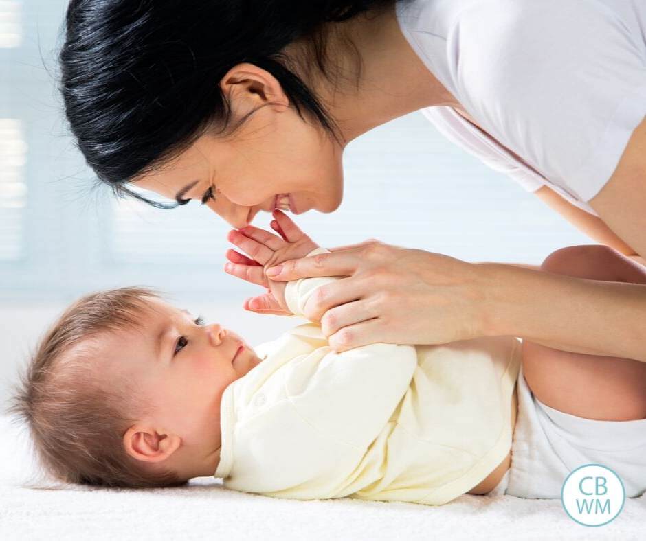 Baby and mom looking at each other