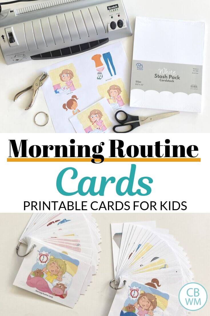 Morning Routine Cards. Printable Cards for Kids. Get these printable morning routine cards with pictures to help give your children a visual schedule for their morning tasks. #morningroutinecards #schedulehelp #momtips Morning Routine Cards Pinnable Image