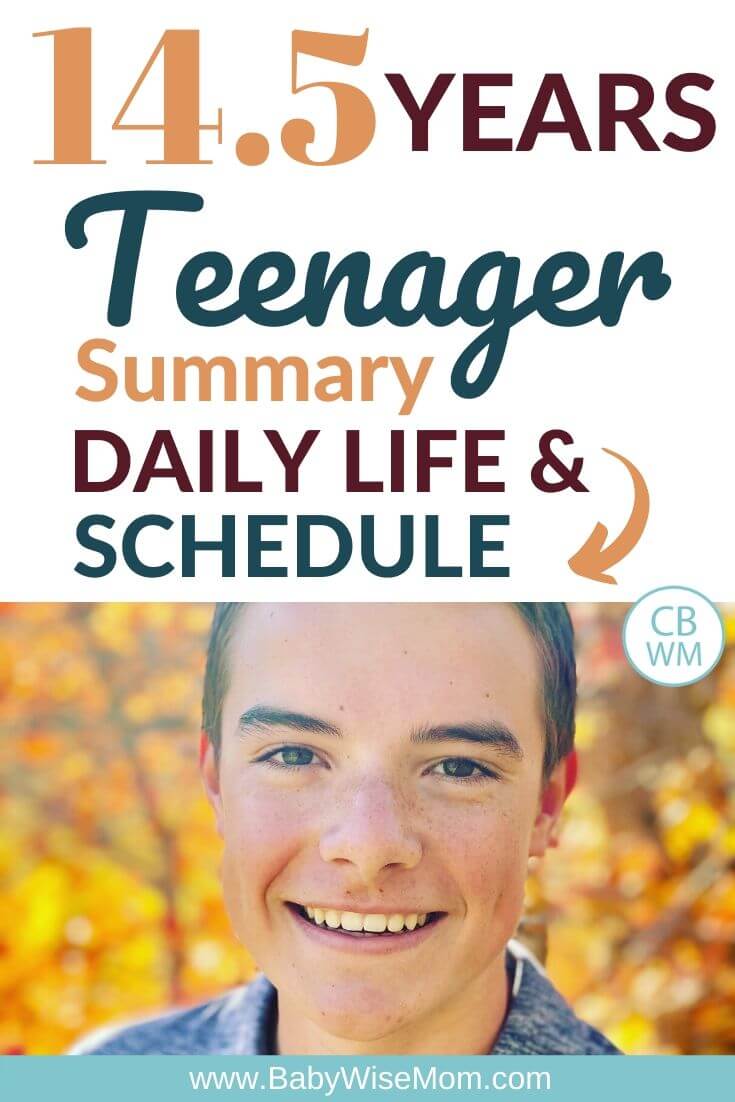 14.5 Year old teen summary and schedule Pinnable Image