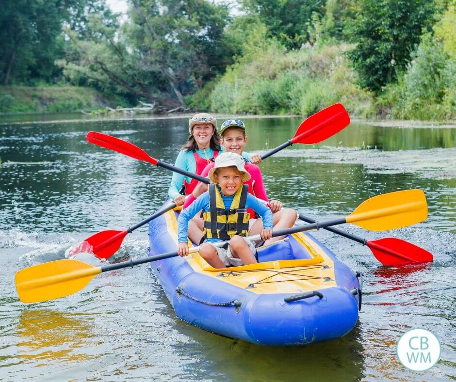 Family having an adventure on the river