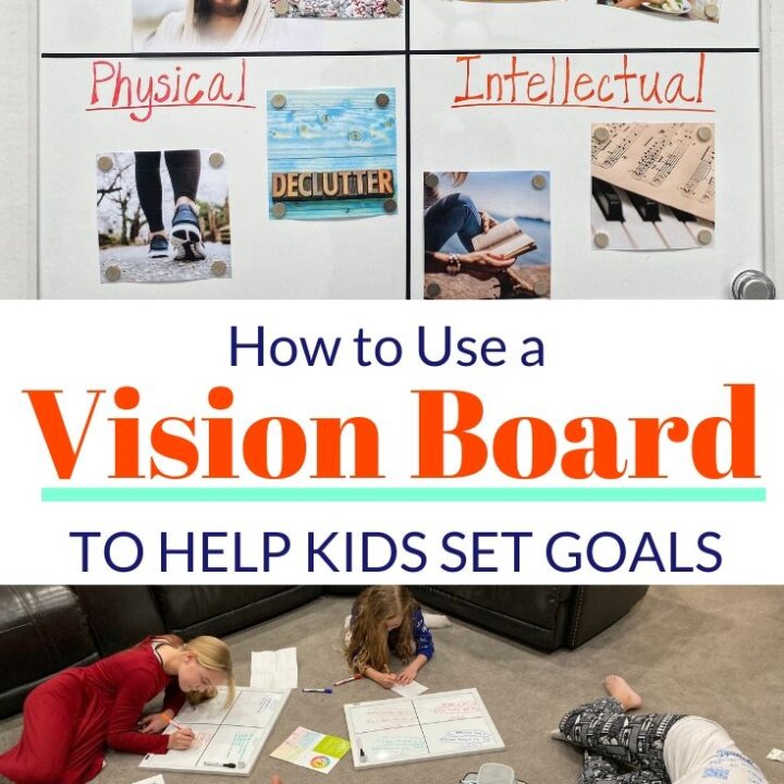 How to use a vision board to help kids set goals pinnable image