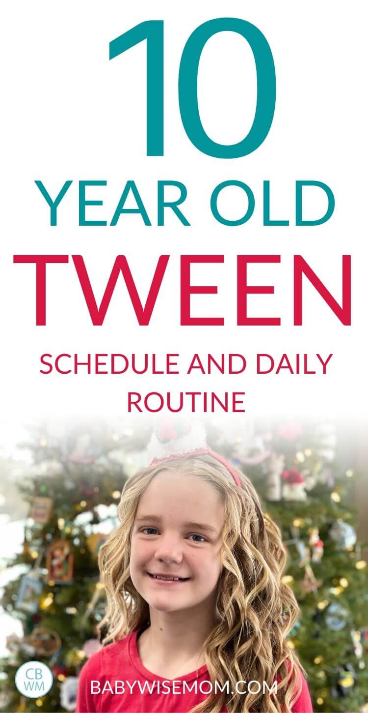 10 year old tween schedule and routine pinnable image