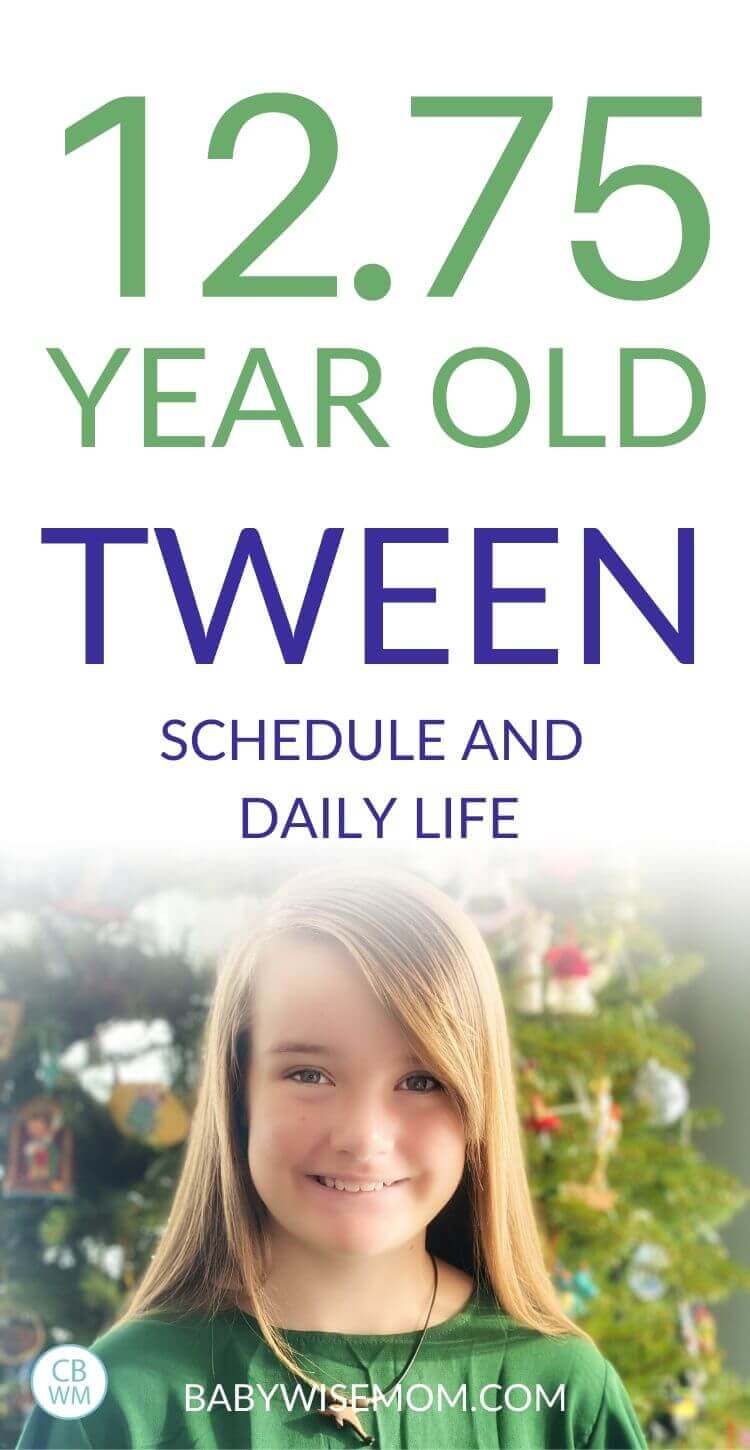 12.75 year old tween schedule pinnable image