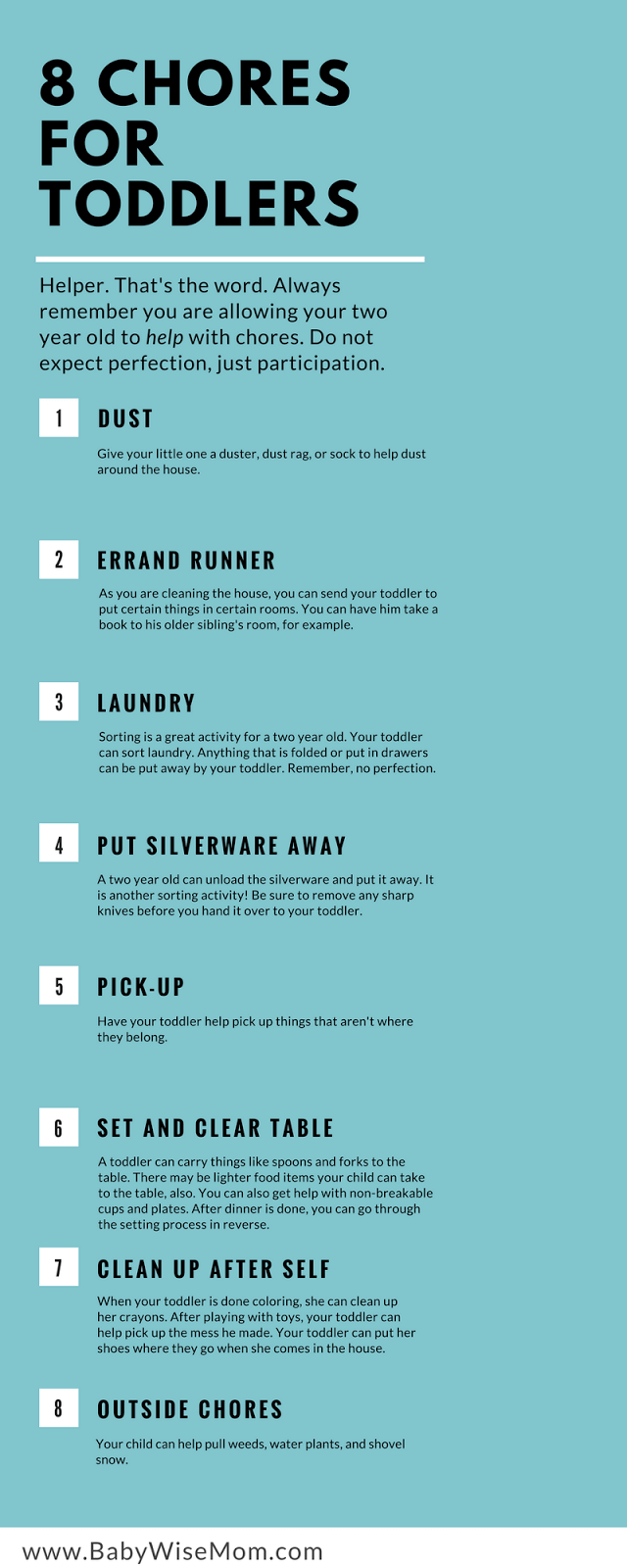 8 Chores for Toddlers Infographic
