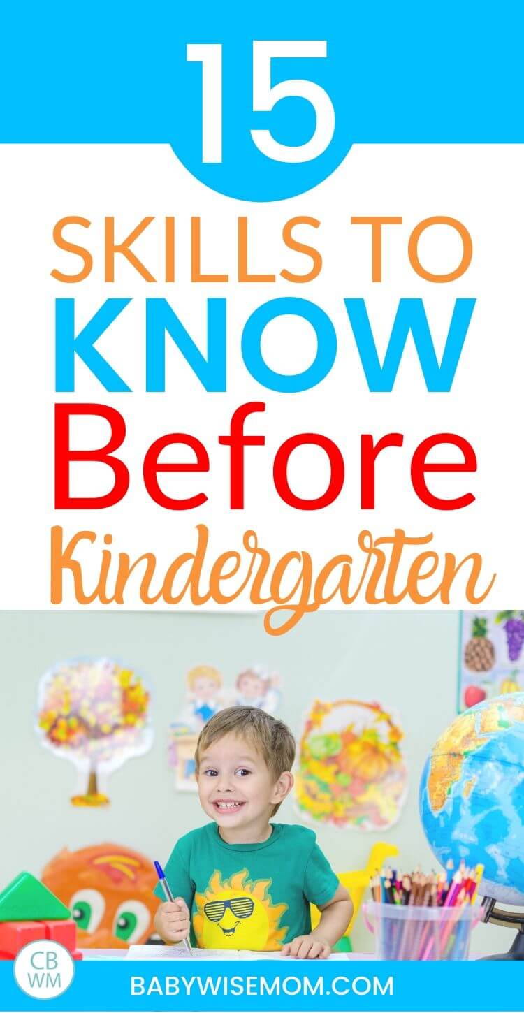 15 skills to know before kindergarten pinnable image.