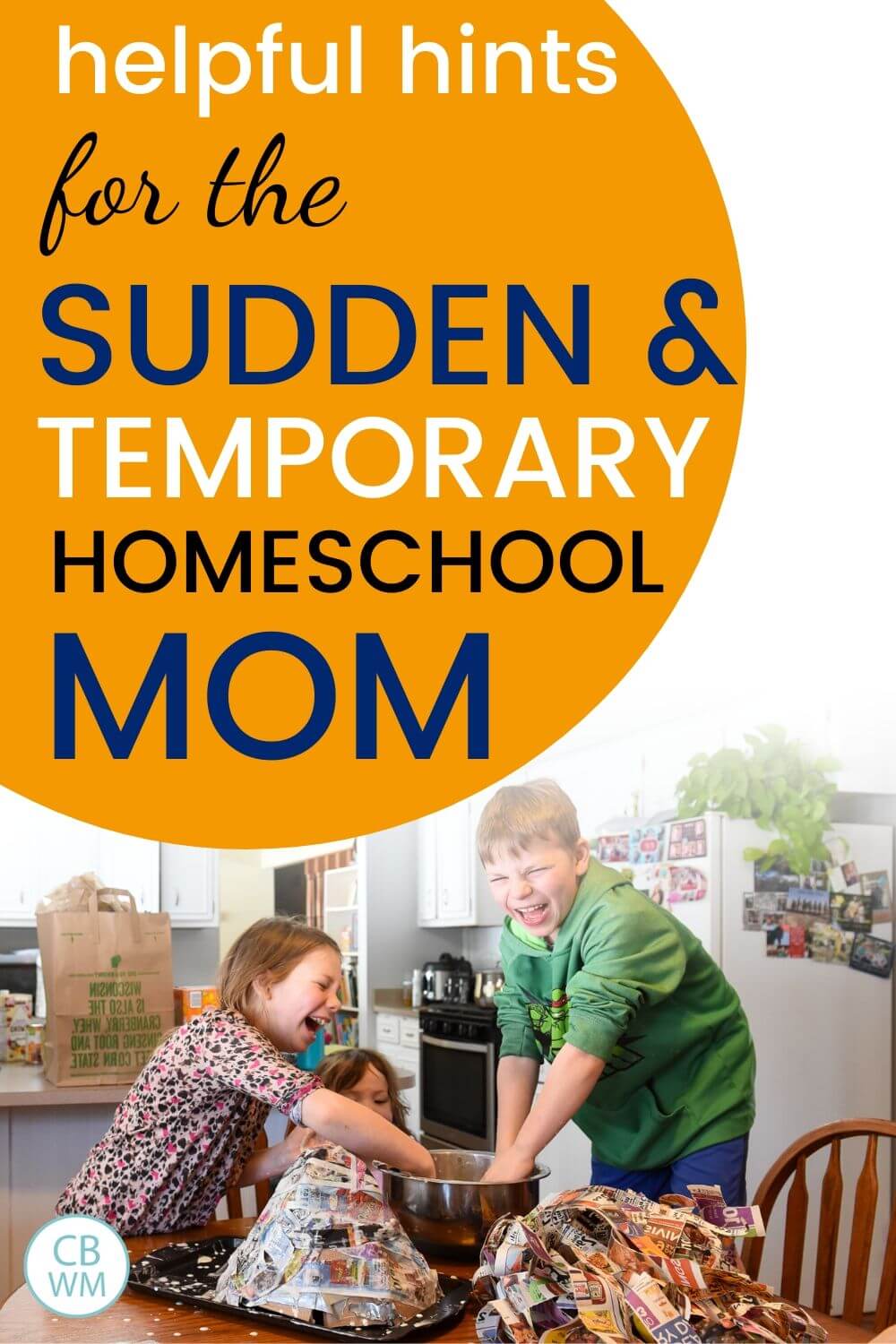 Hints for the sudden and temporary homeschool mom pinnable image
