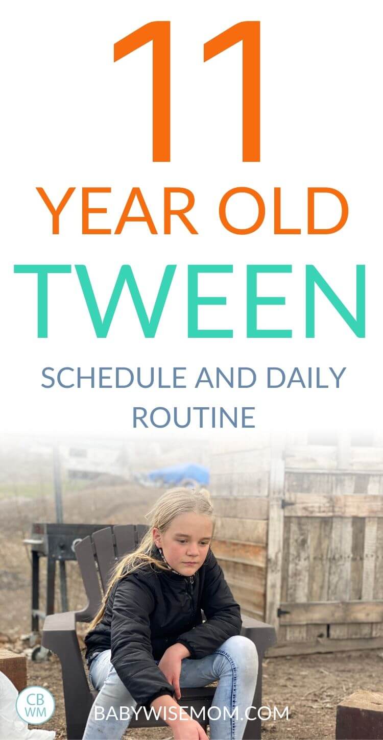 11 year old tween schedule pinnable image