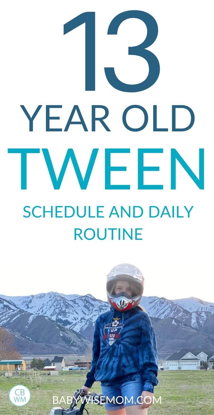 13 year old tween schedule and daily routine pinnable image