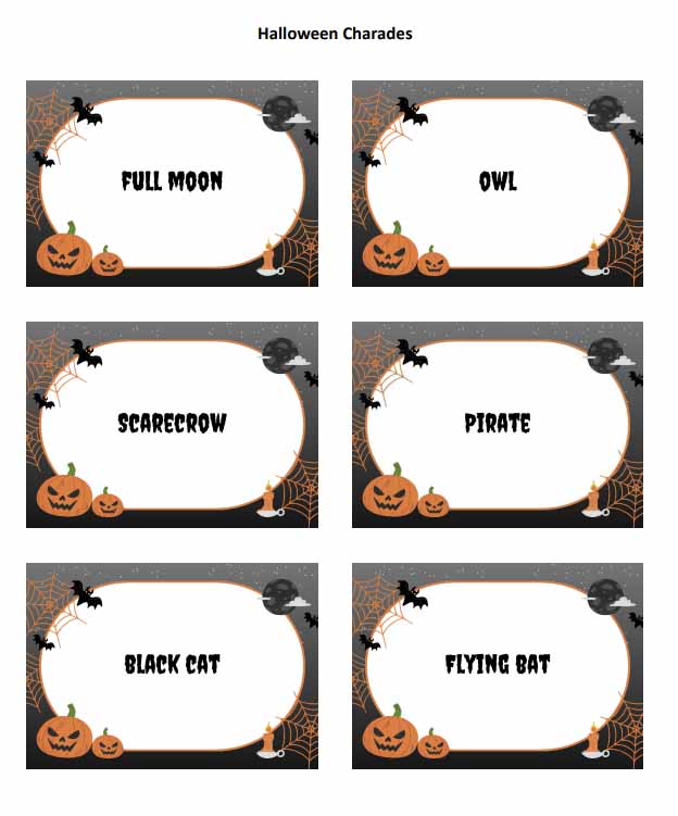 Halloween Charades game printable