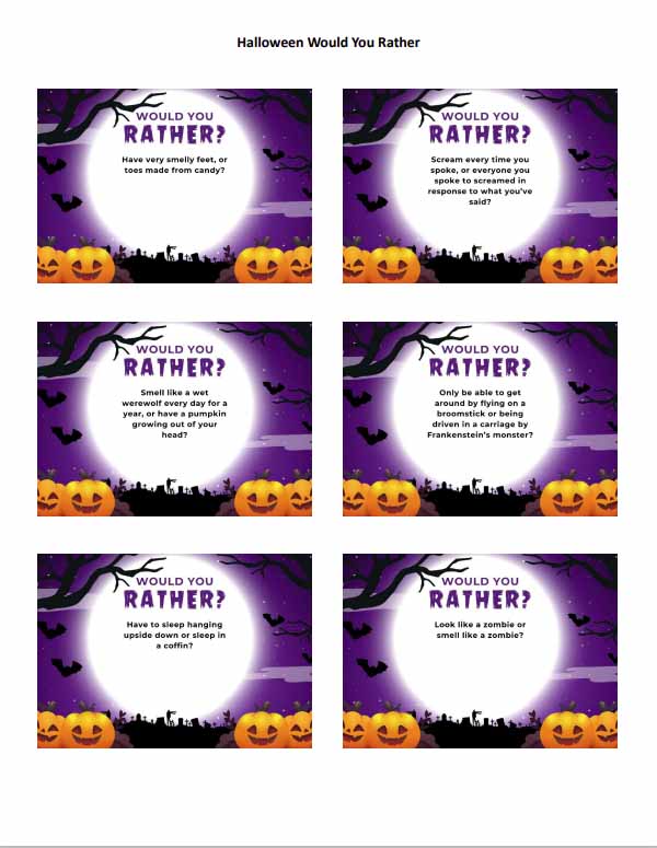 55 Would You Rather Halloween Questions (Free Printable) - Modern Mom Life