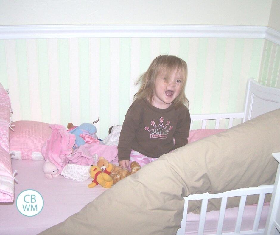 2 year old in her toddler bed