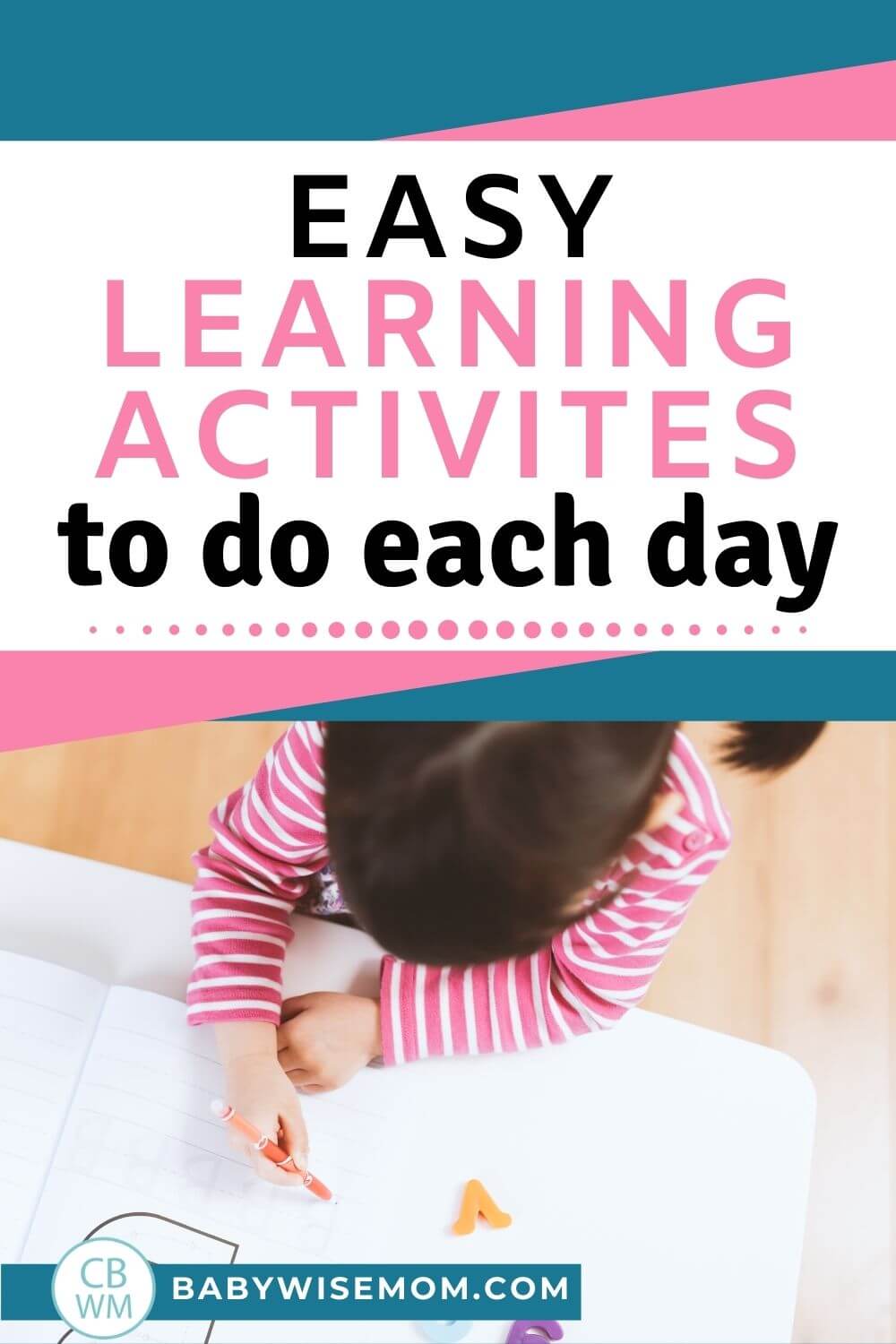 Easy learning activities to do each day pinnable image