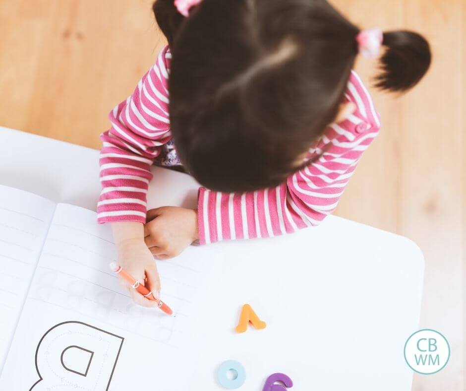 Toddler do an alphabet game