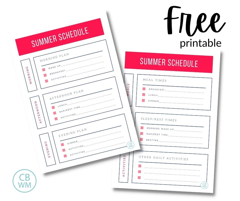 Free summer planning printable