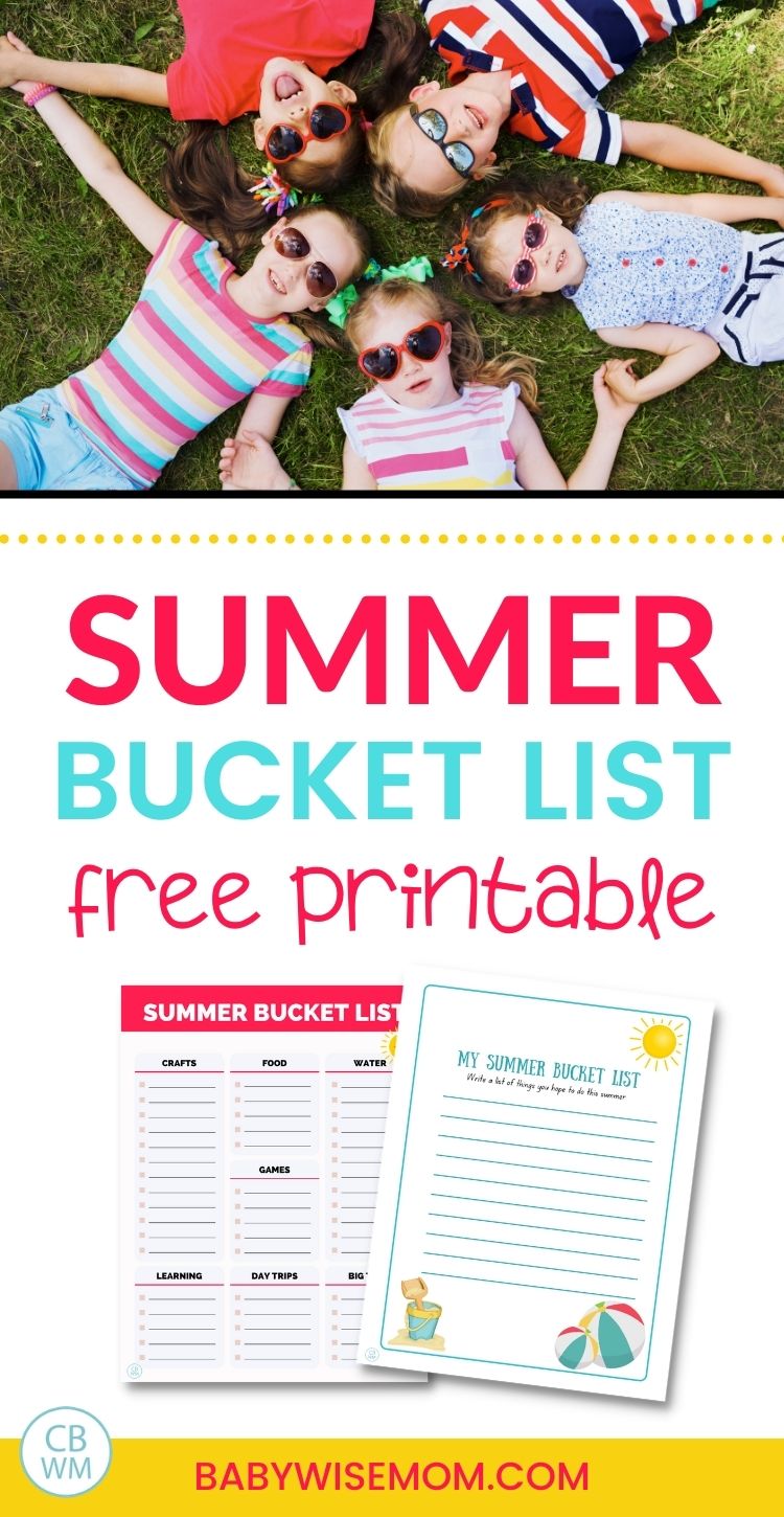 Summer Bucket List for Kids Free Printables