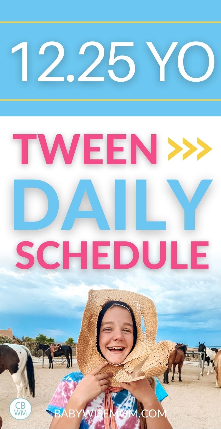 12 year old tween daily schedule pinnable image