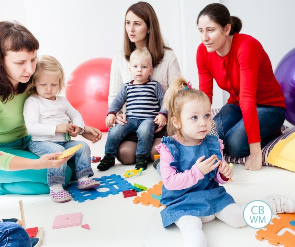 Happy moms with kids