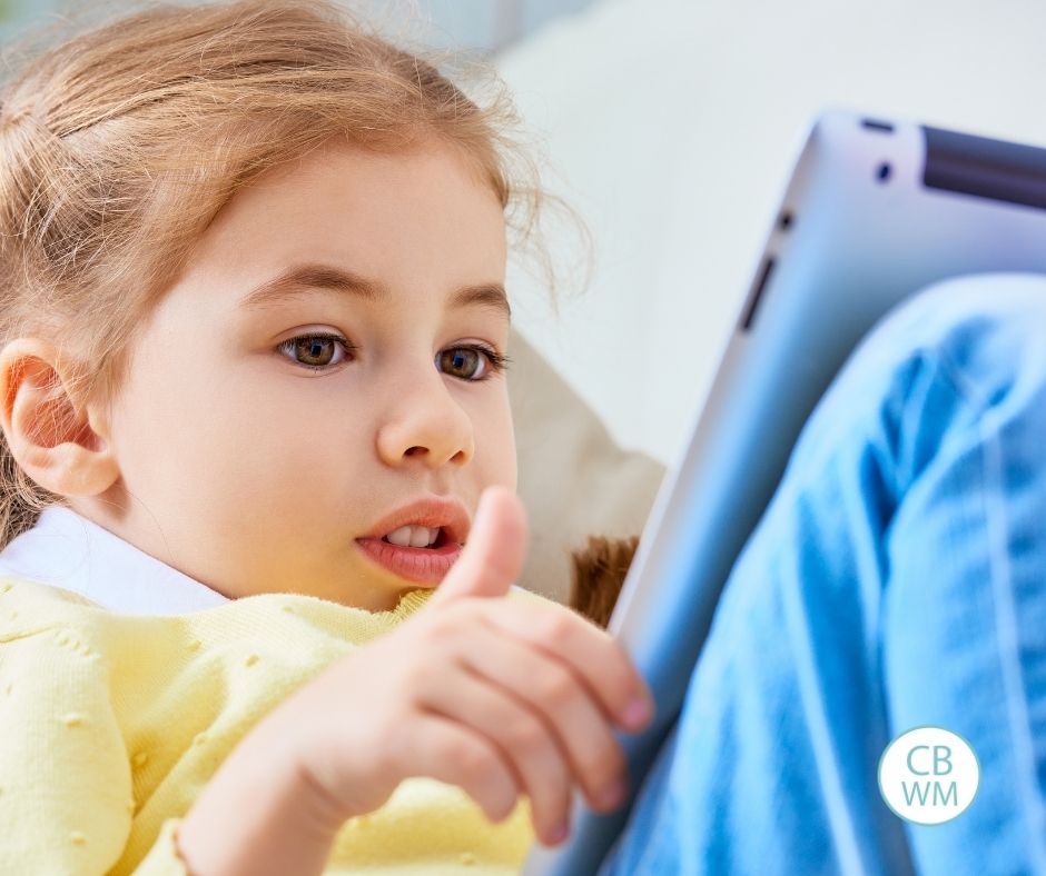 Child looking at tablet