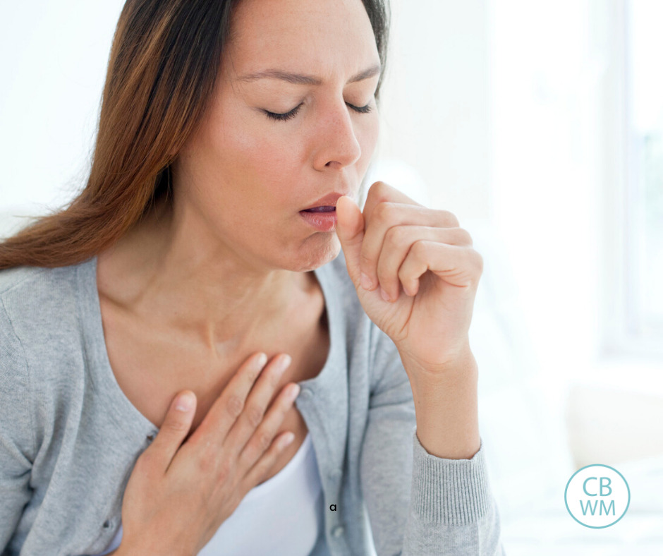Pregnant woman coughing