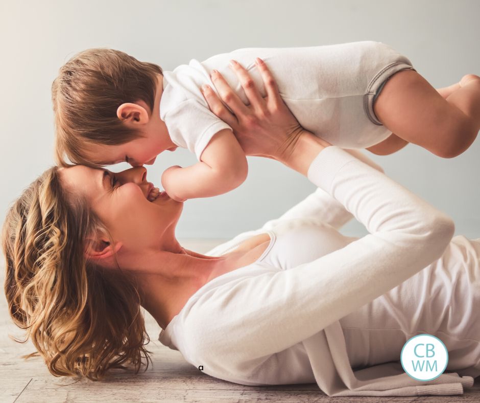 Happy mom and baby