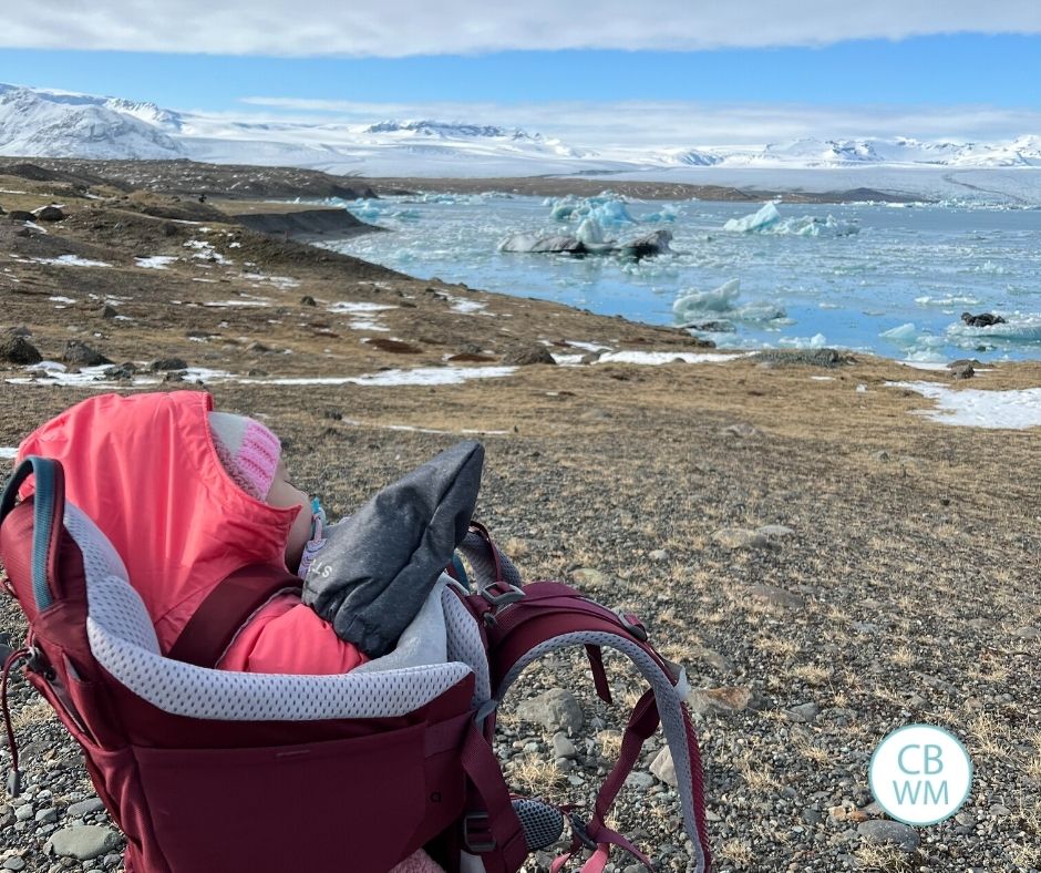 baby sleeping on the go while traveling