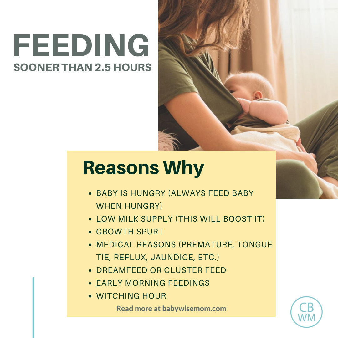 Feeding sooner than 2.5 hours graphic