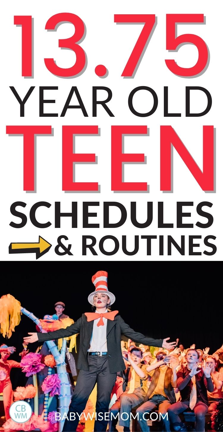 13.75 year old teen schedule and routine pinnable image