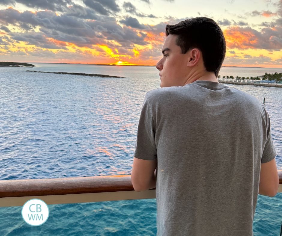 17 year old Brayden looking over the ocean in the Caribbean