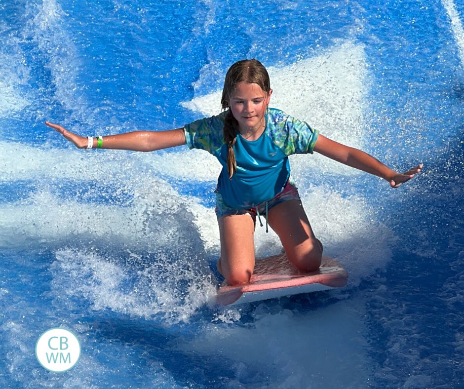 Brinley riding a flowrider