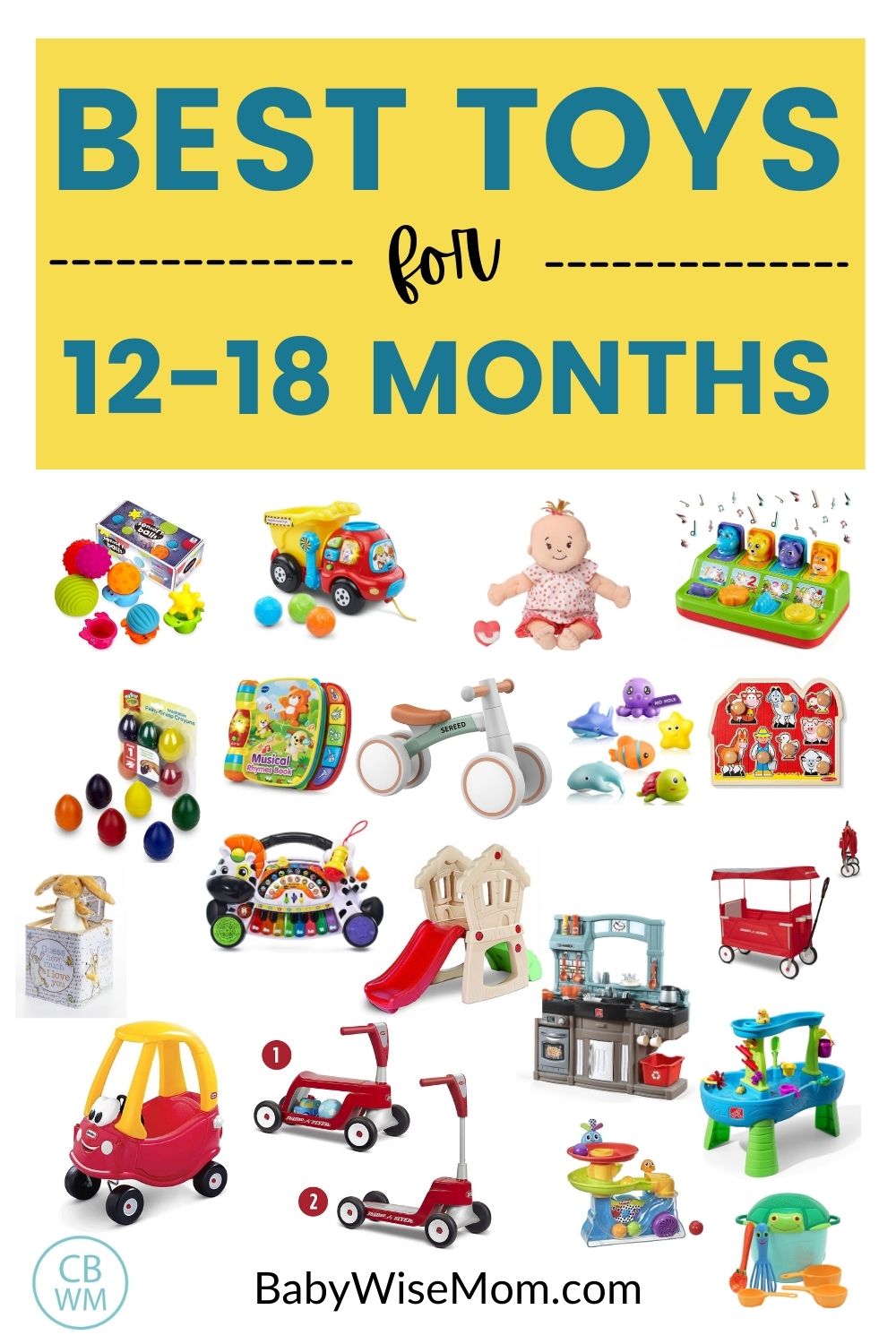 The best toys for 12-18 month old toddlers!  pinnable image