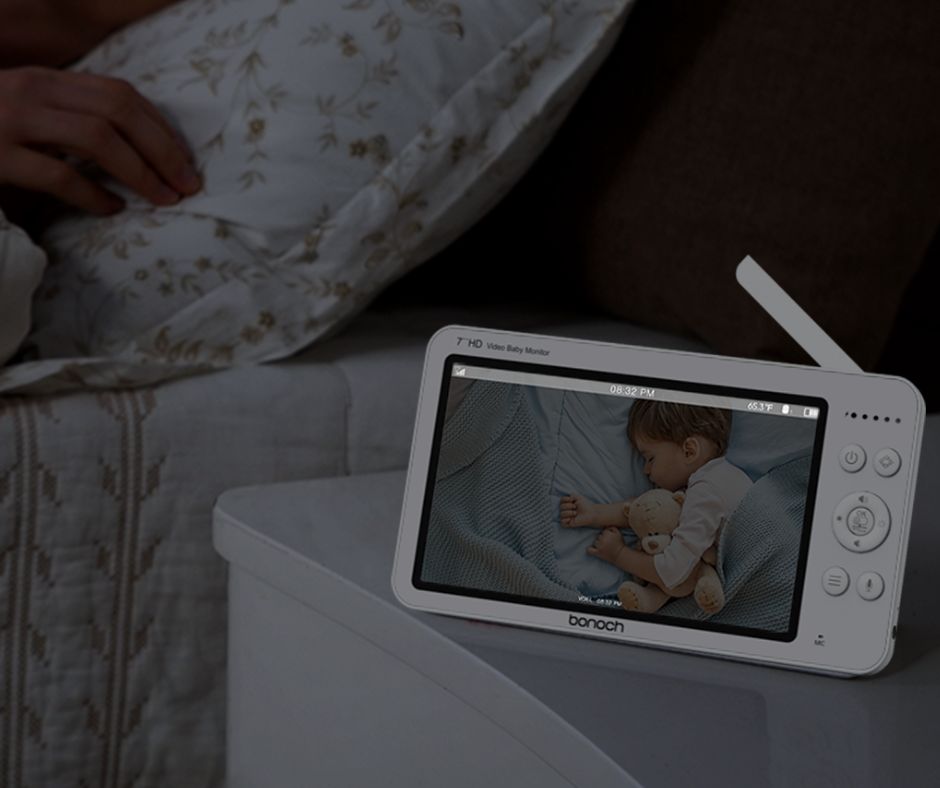 bonoch baby monitor with night vision being shown on the display