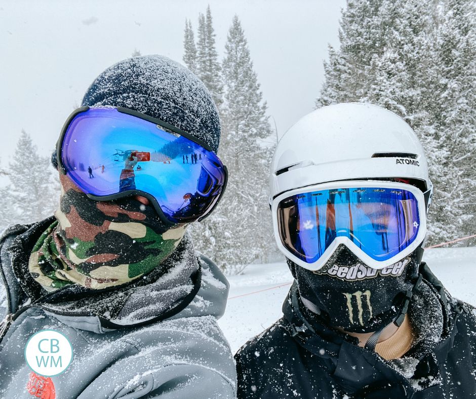 Skiing as father and daughter