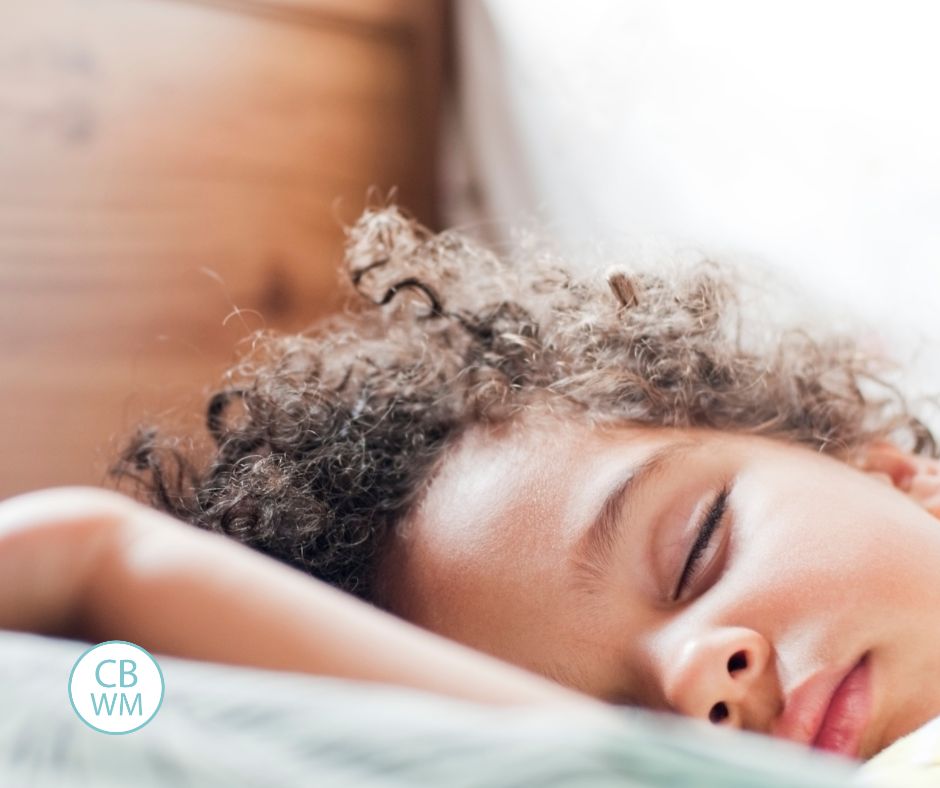 Child sleeping in bed. Close up of the child's face.