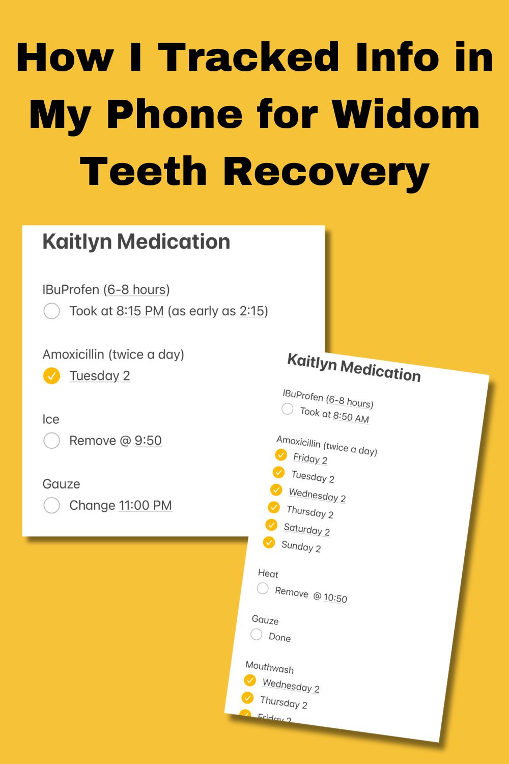 Ideas for how to track info after your child gets their wisdom teeth out