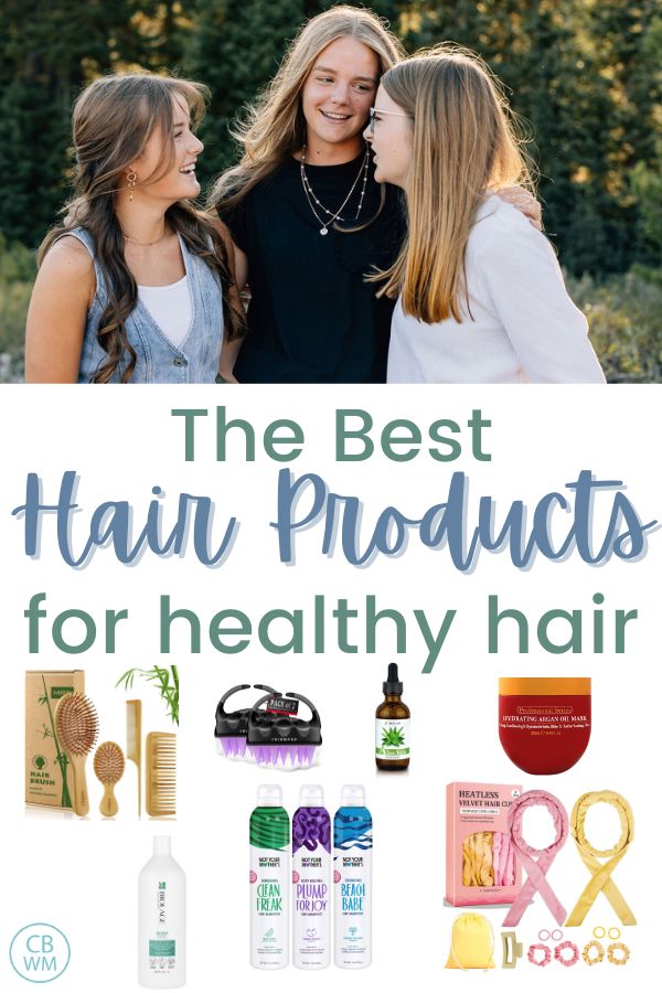 Hair products for healthy hair pinnable image