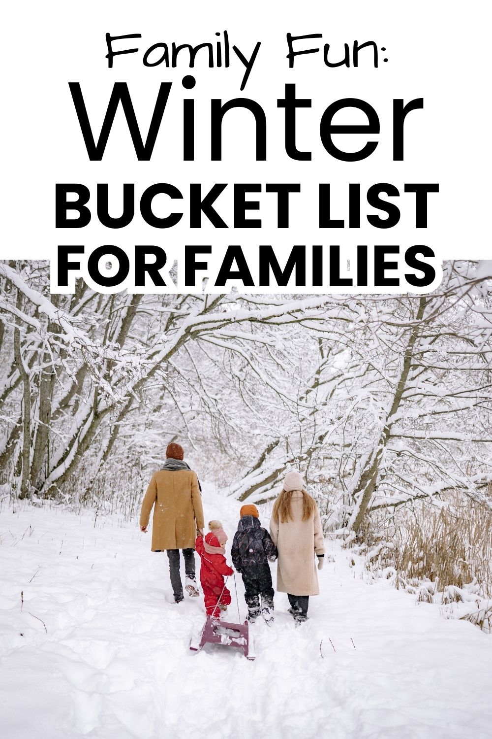 Winter bucket list for families pinnable image