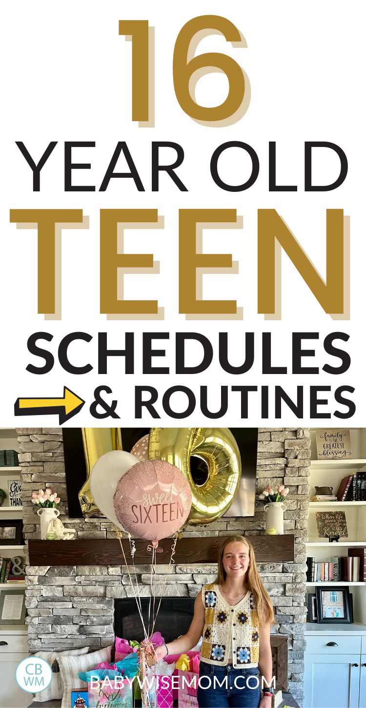16 year old teen schedule pinnable image