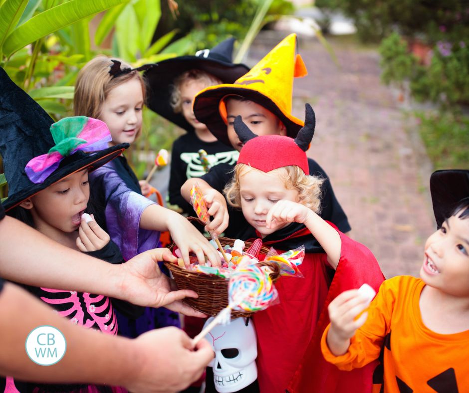 Children gathering candy