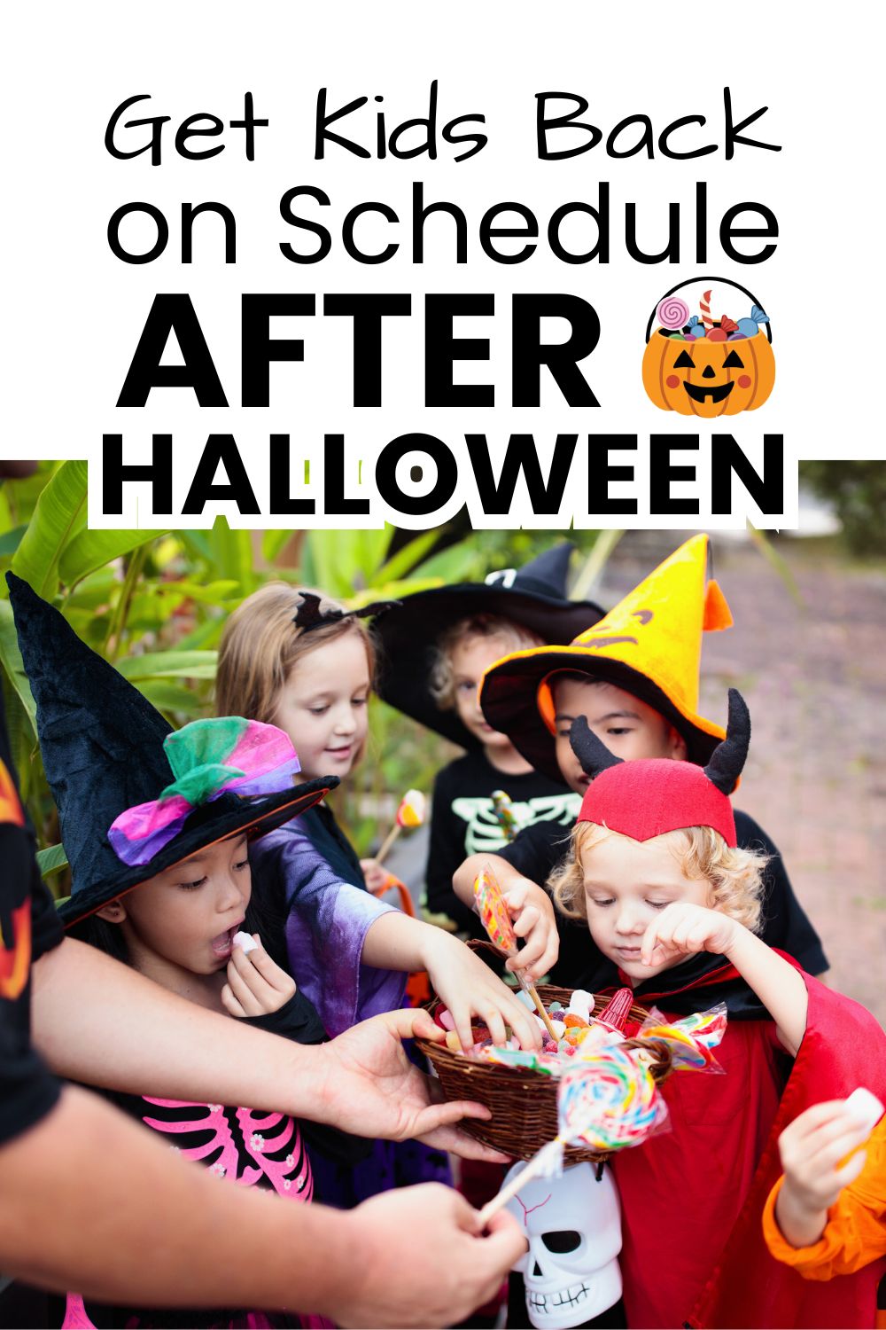 Get kids back on schedule after Halloween pinnable image