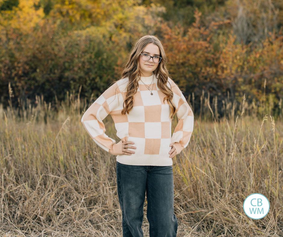 Brinley posing outside