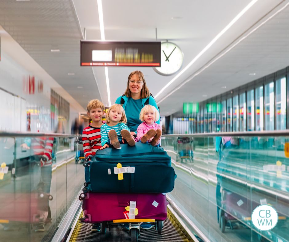 Mom with kids in the airport